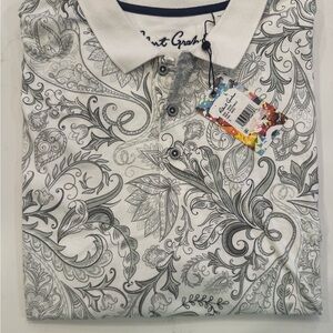 Robert Graham Polo Men's White and Gray Patterned Shirt NWT! Size Large